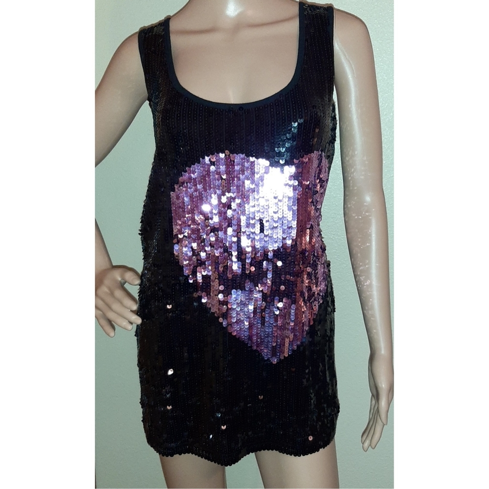 Studio Y. Tank Mini Dress, Black & Pink Sequin Front, 💗 Design,